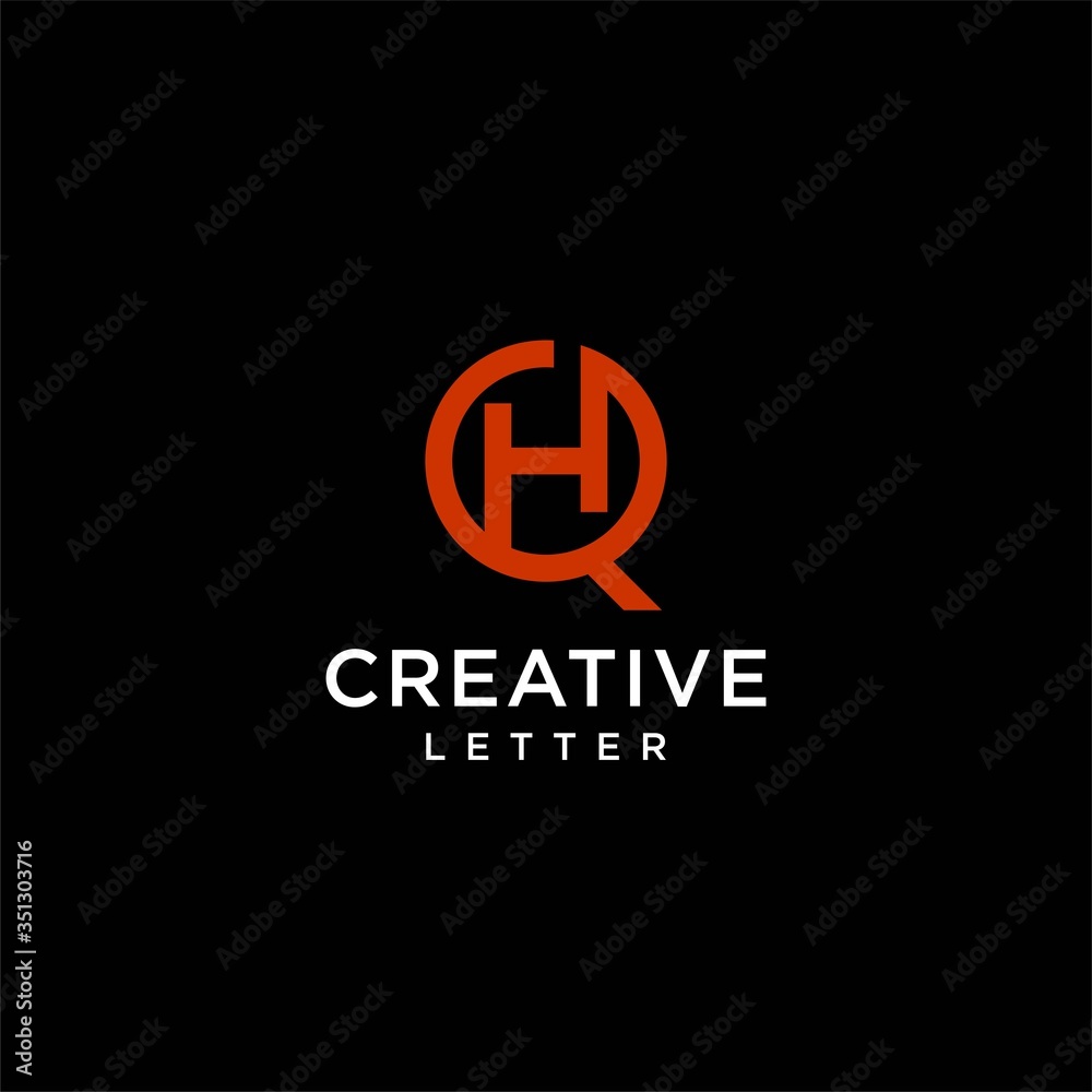 Obraz premium kreatywny list HQ logo wektor, początkowy geometryczny i nowoczesny design QH, ikona w kształcie koła