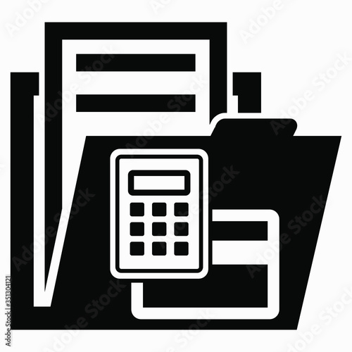 Folder and payment card. Payment system. Cashless payment illustration. Payment by credit card. Vector icon.