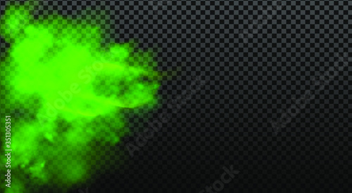Green stink bad smell, smoke or poison gases, chemical toxic vapour. Vector of stench breath or sweat odor isolated on transparent checkered background.
