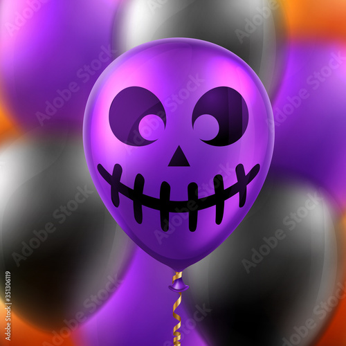 Halloween background with scary air balloons. Greeting card, party invitation or sale banner template
