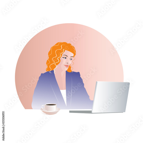 Business woman with laptop in office
