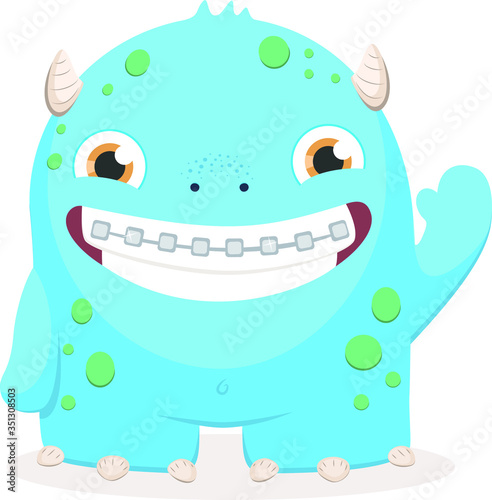 Little smiling monster with braces
