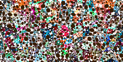 Dots pop textured splash doodle, naive motive on grunge paper texture in abstract constructivism retro art style.