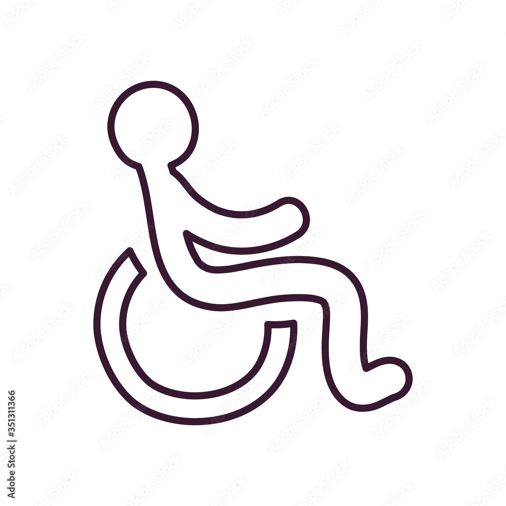 Avatar on wheelchair line style icon vector design Avatar on wheelchair line style icon vector design