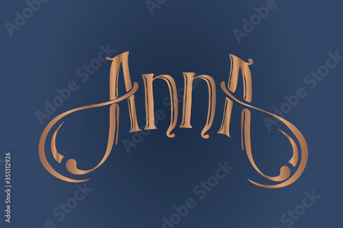 Classic monogram Anna. Elegant lettering logo with ornaments photo