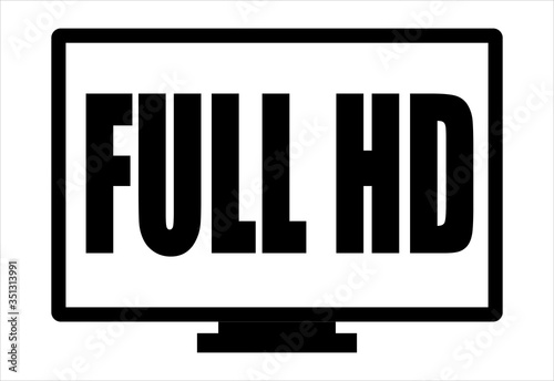 Icono negro de una pantalla grande en full HD.