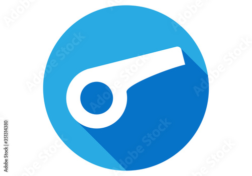 Icono azul con silbato blanco.