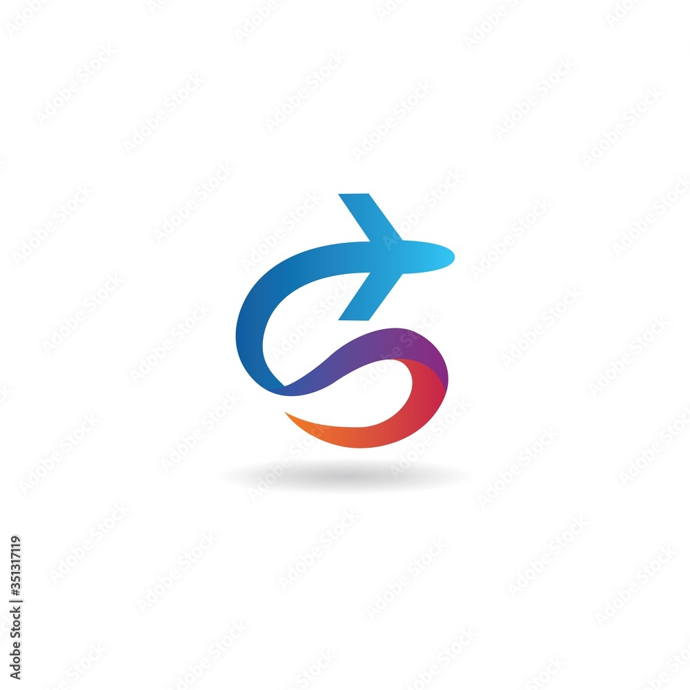 s letter with air plane logo design vector s letter with air plane logo design vector