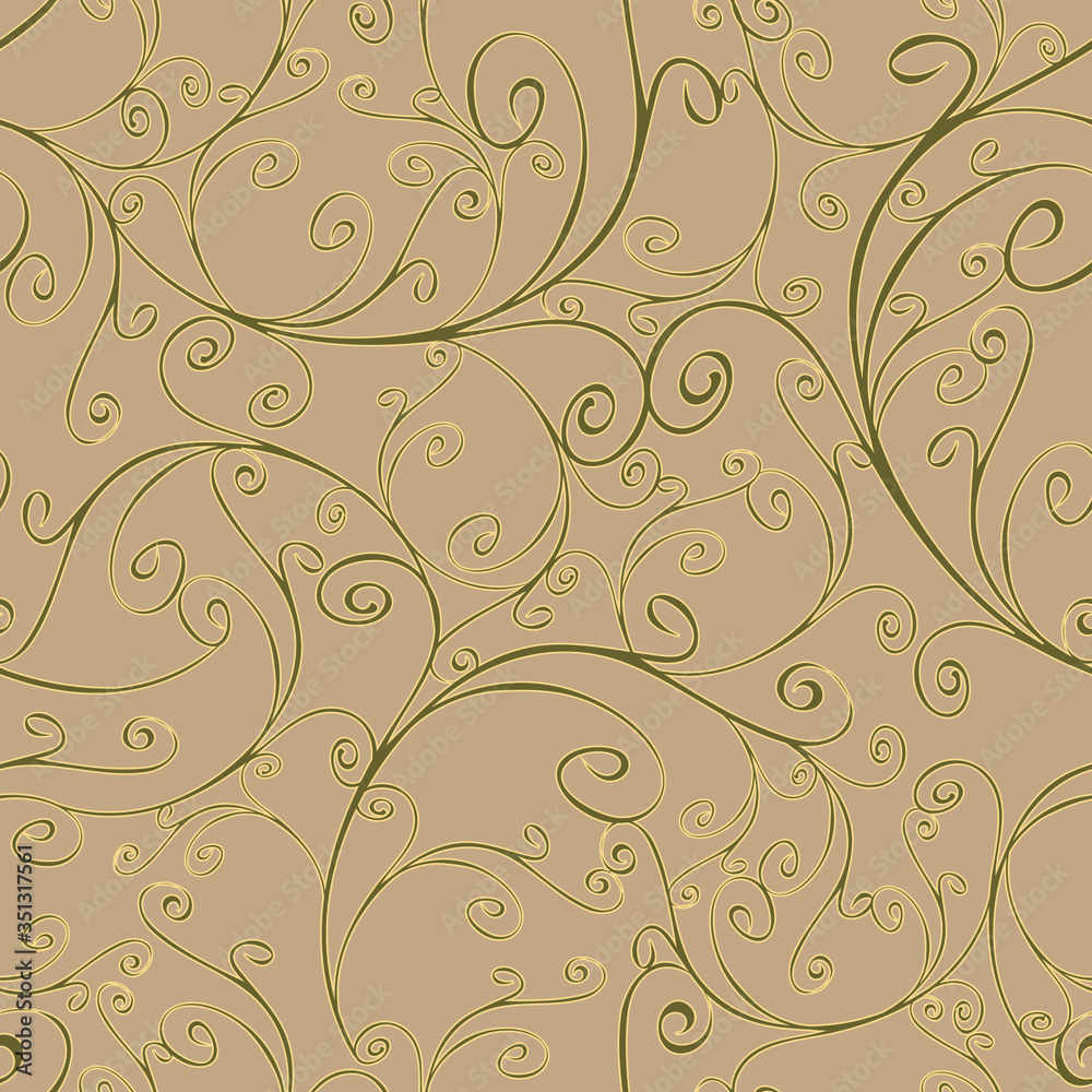 Seamless vector pattern curved lines texture on light brown background. Beautiful luxury wallpaper design golden weaves. Ideal for fashion fabric. Seamless vector pattern curved lines texture on light brown background. Beautiful luxury wallpaper design golden weaves. Ideal for fashion fabric.