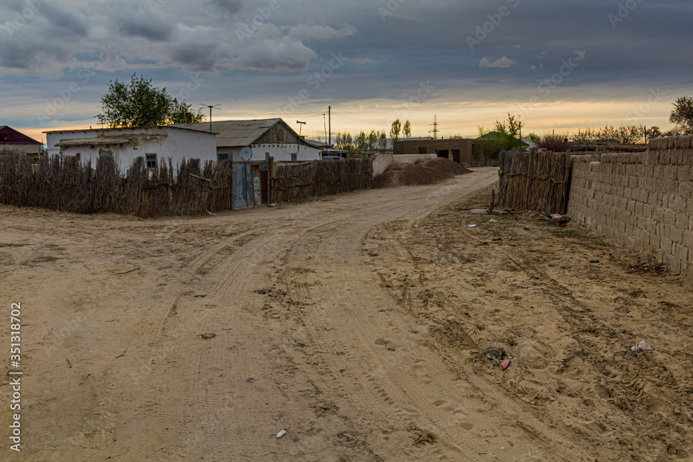 Street in former Aral Sea port town Moynaq (Mo‘ynoq or Muynak), Uzbekistan Street in former Aral Sea port town Moynaq (Mo‘ynoq or Muynak), Uzbekistan