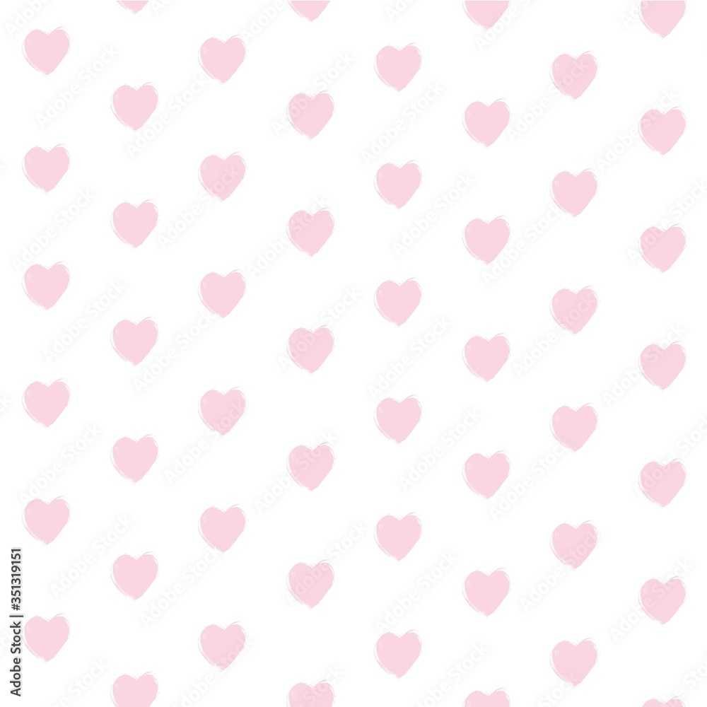 Seamless pattern from big abstract pink heart shapes brushstrokes on white background Seamless pattern from big abstract pink heart shapes brushstrokes on white background