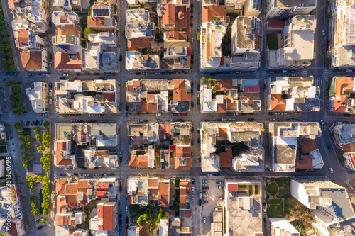 Aerial view of empty streets due to the coronavirus pandemic in Patras, Greece photo