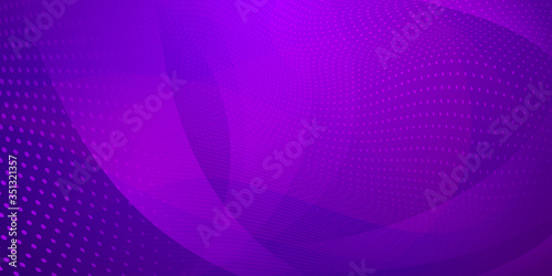 Abstract background made of halftone dots and curved lines in purple colors