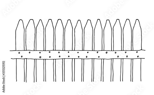 Fence and birds feeders vector illustration, hand drawn illustration isolated on white background