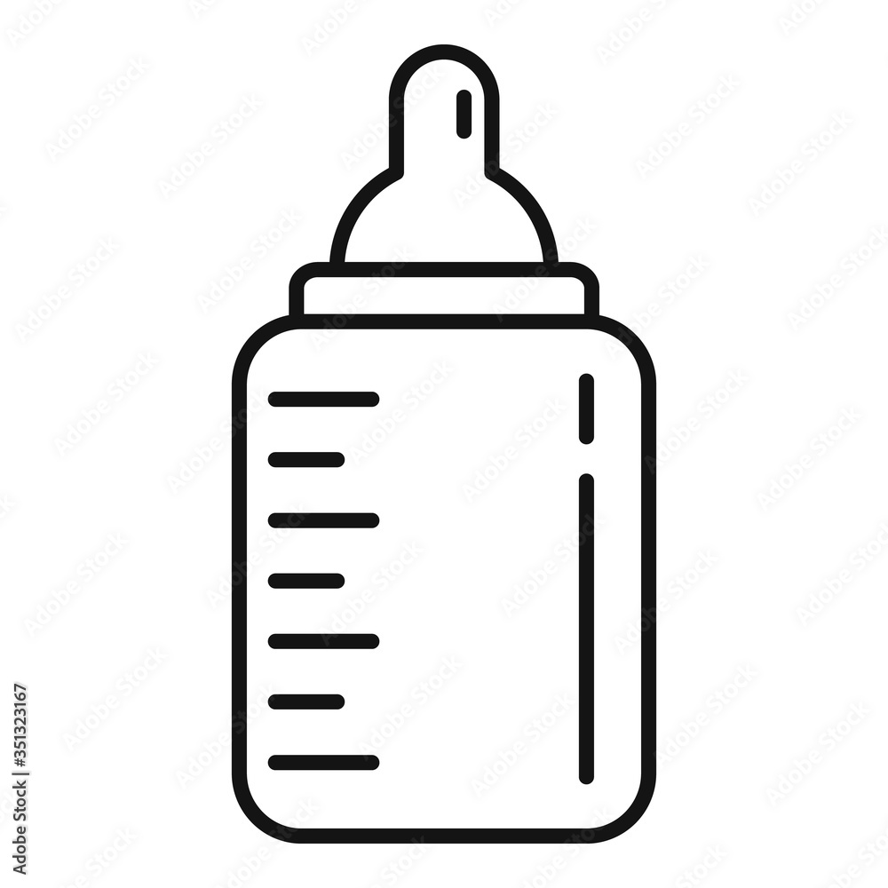 Baby milk bottle icon. Outline baby milk bottle vector icon for web design isolated on white background Baby milk bottle icon. Outline baby milk bottle vector icon for web design isolated on white background