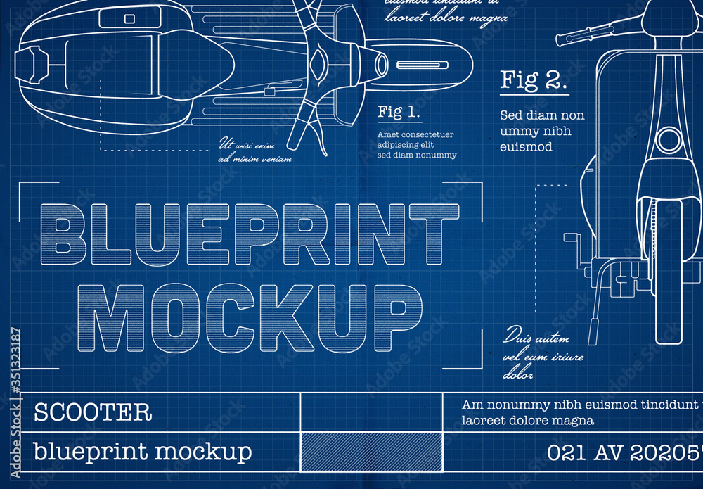 Premium PSD  Blueprint holder mockup, close up