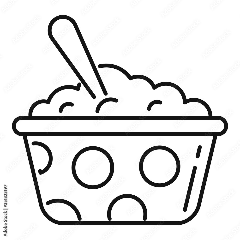 Food bowl and spoon icon. Outline food bowl and spoon vector icon for web design isolated on white background Food bowl and spoon icon. Outline food bowl and spoon vector icon for web design isolated on white background