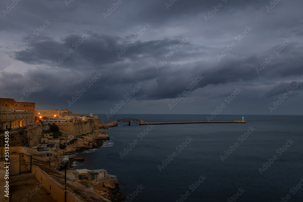 storm clouds over the shore of malta