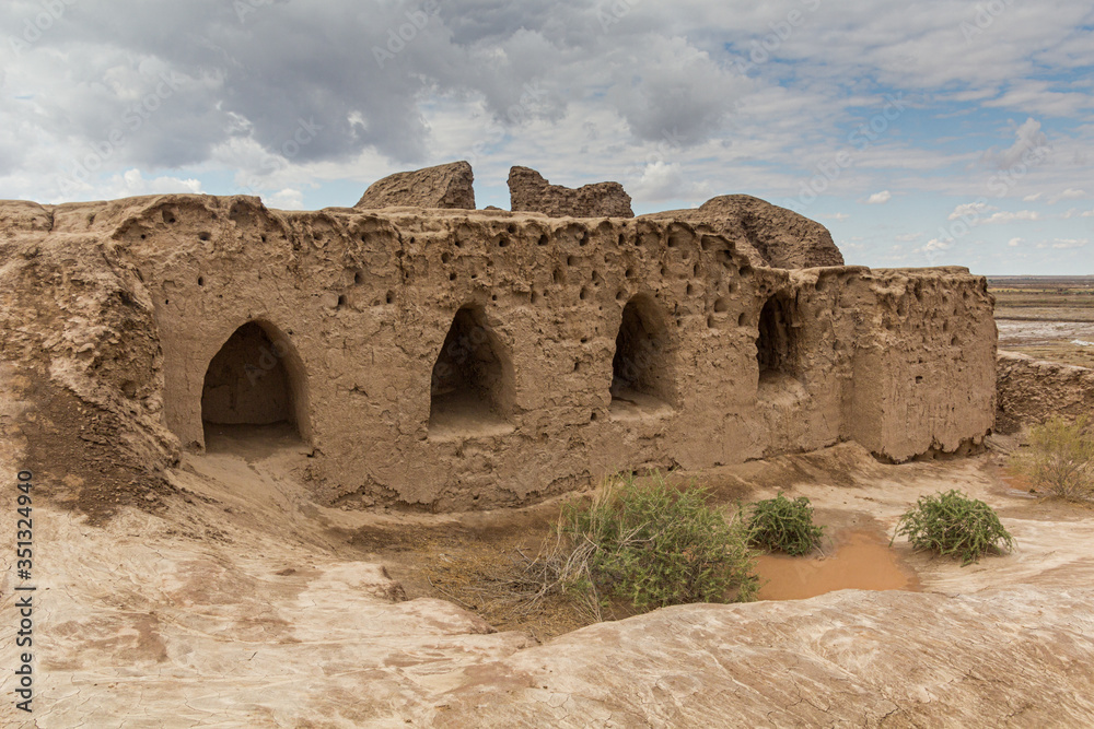 Ruins of Toprak (Topraq) Qala (Kala) fortress in Kyzylkum desert, Uzbekistan