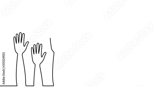 Many hands, voting, one-line animation