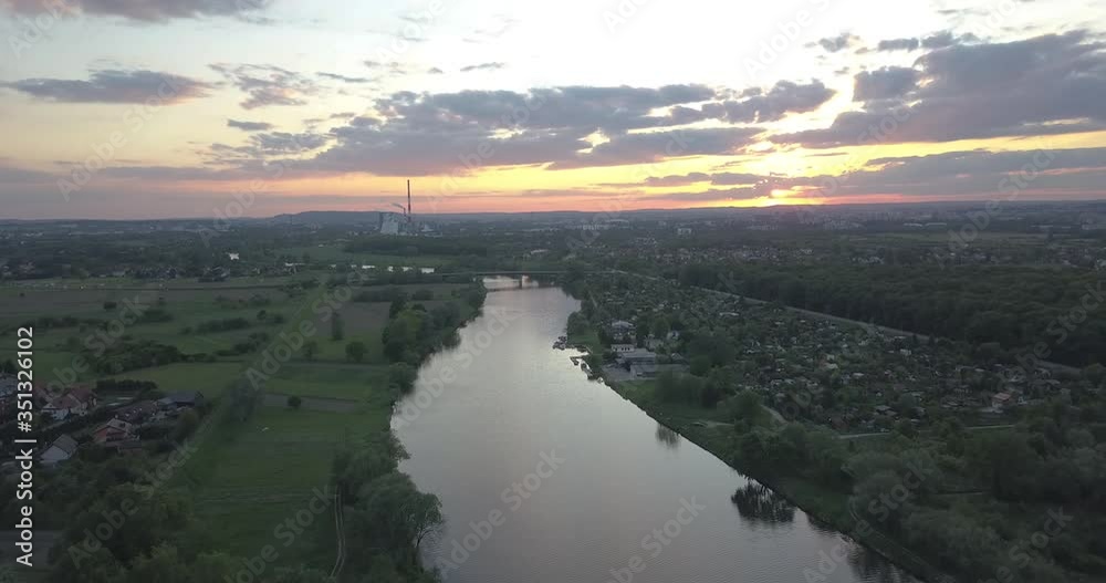 The Vistula River and the city of Krakow at sunset The Vistula River and the city of Krakow at sunset