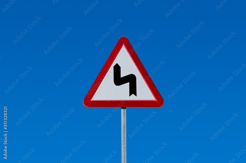 road bends left then right traffic sign road bends left then right traffic sign