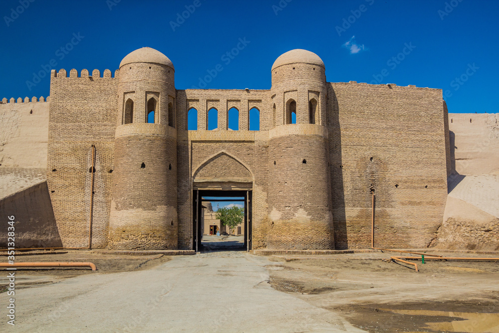 South Gate of the old town in Khiva, Uzbekistan