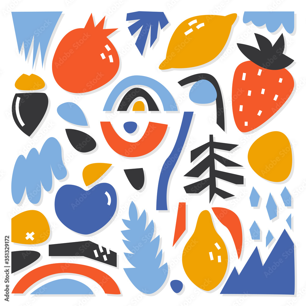 A collection of various abstract shapes and figures drawn by hand. Modern and trendy vector illustration, all elements isolated on a white background A collection of various abstract shapes and figures drawn by hand. Modern and trendy vector illustration, all elements isolated on a white background