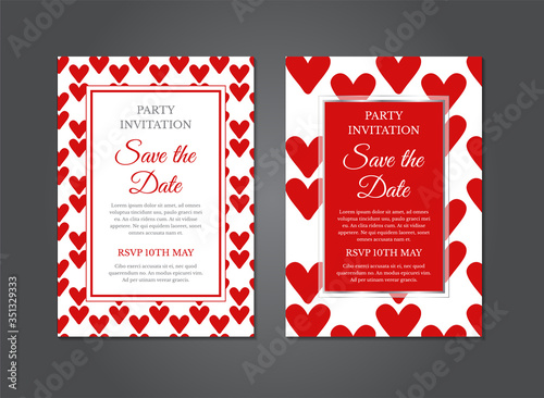 Red Heart Wedding Invitation Design