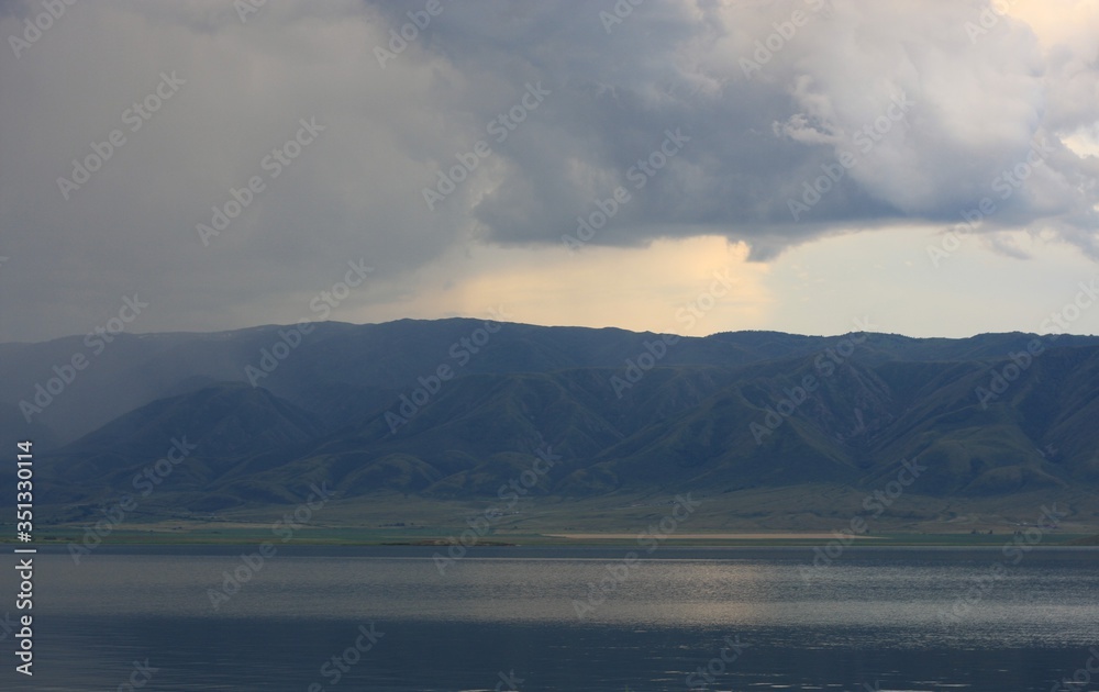 Rainy cloud at the lake