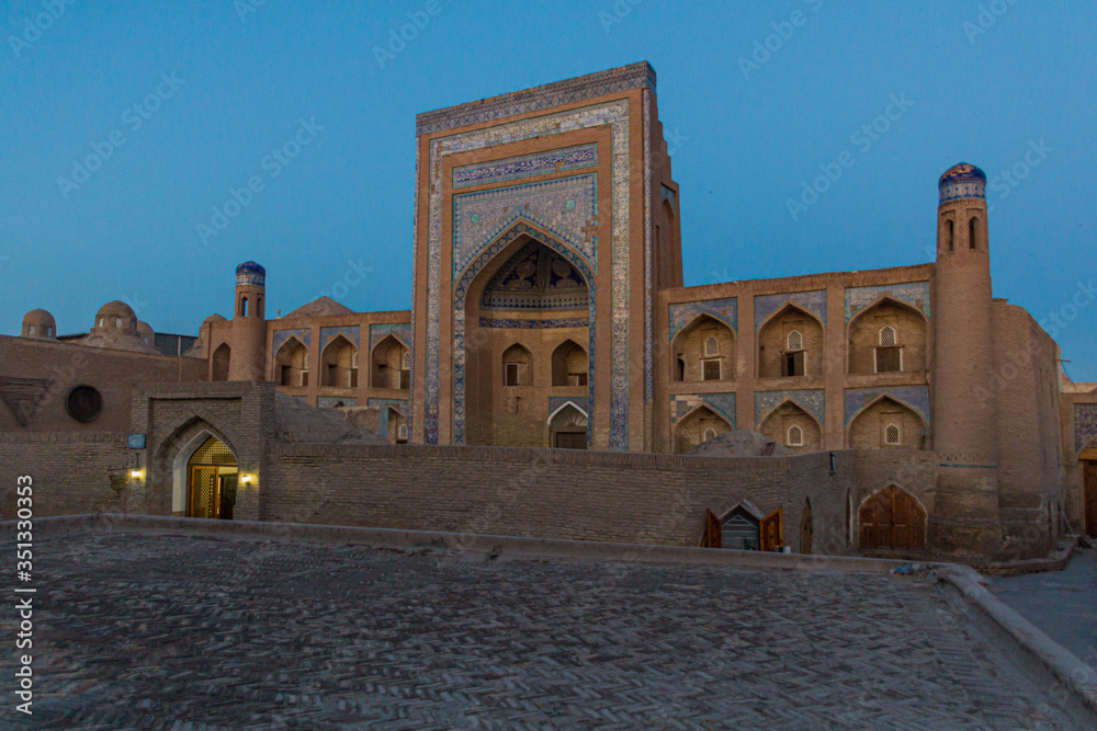 Allakuli Khan Madrassah in the old town of Khiva, Uzbekistan.