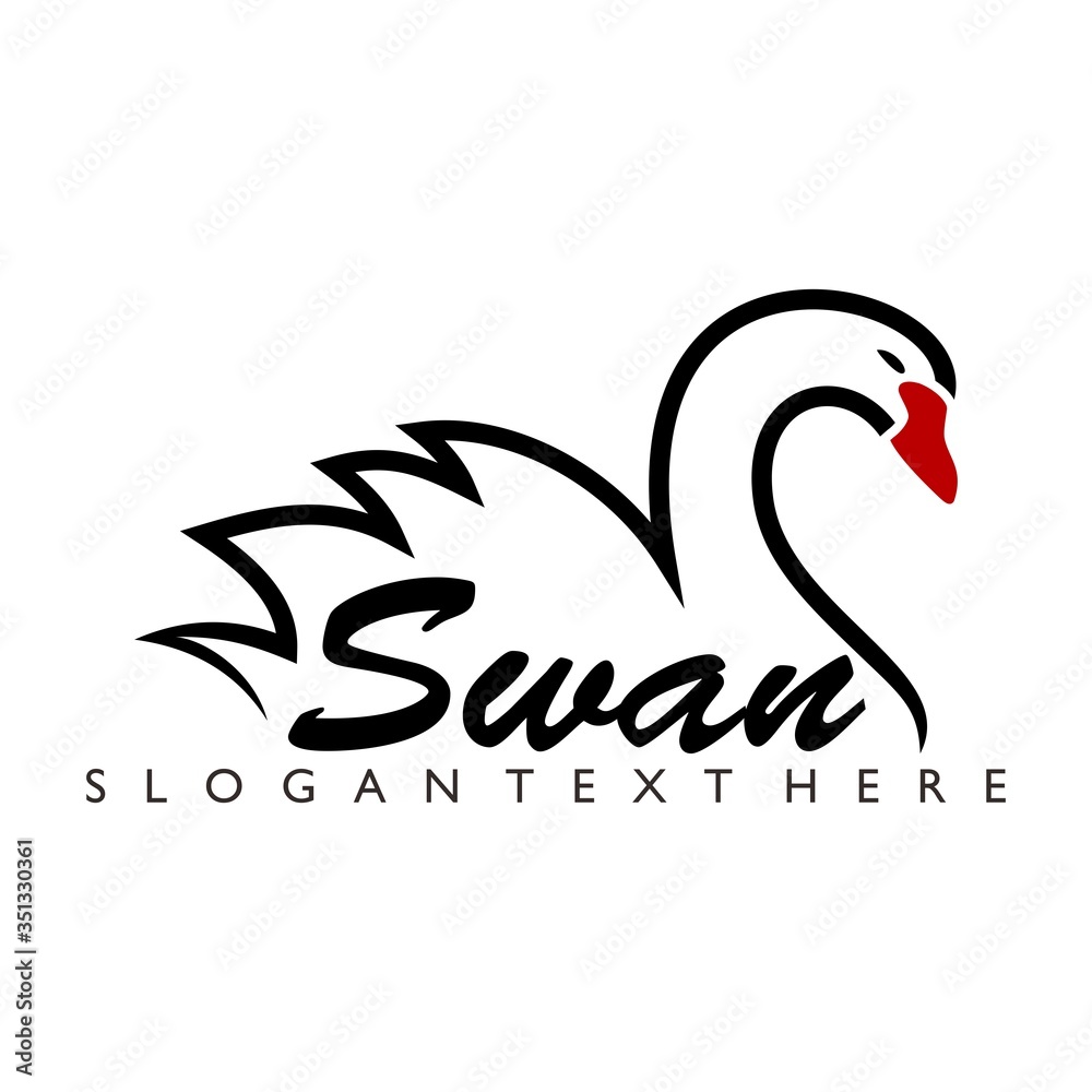 swan logo design black vector