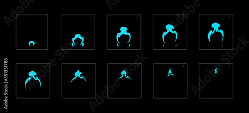 Water explosion effect. Explosion Animation effect. Animation Sprite sheet for games, cartoon or animation. vector style animation effect 1020.