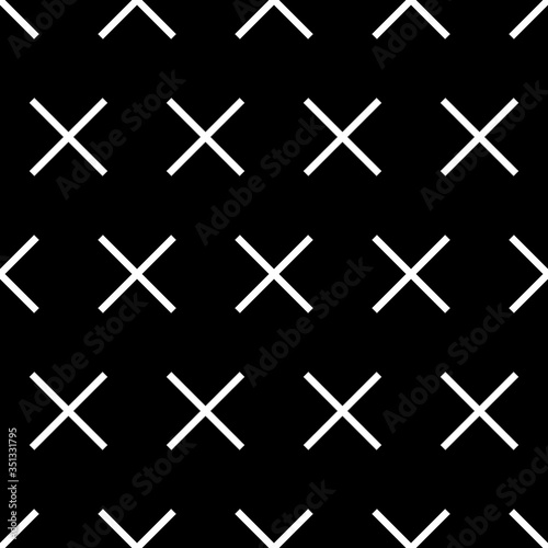 Tile black and white x cross vector pattern for seamless decoration background wallpaper