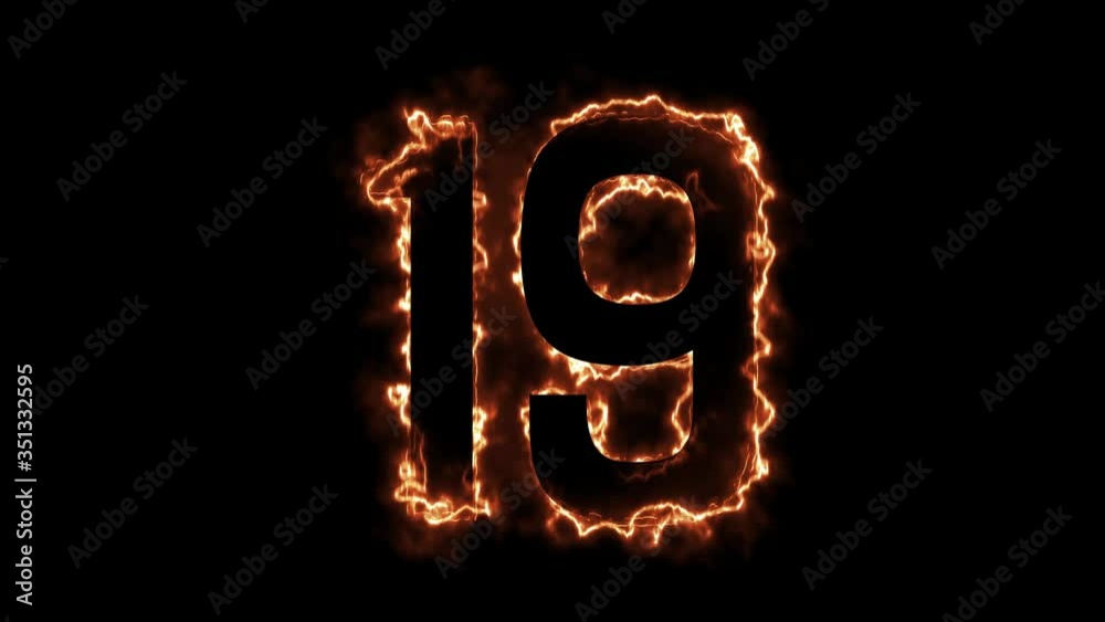 Energy Fiery Number 19 Animation. Fiery style. 4k. Energy Fiery Number 19 Animation. Fiery style. 4k.