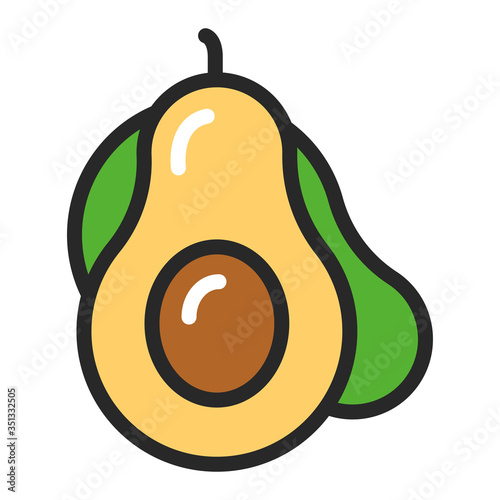Avocado color line icon. Healthy, organic food. Natural vegetable. Isolated vector element. Outline pictogram for web page, mobile app, promo.