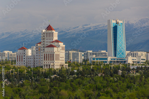 Marble-clad buildings in Ashgabat, Turkmenistan