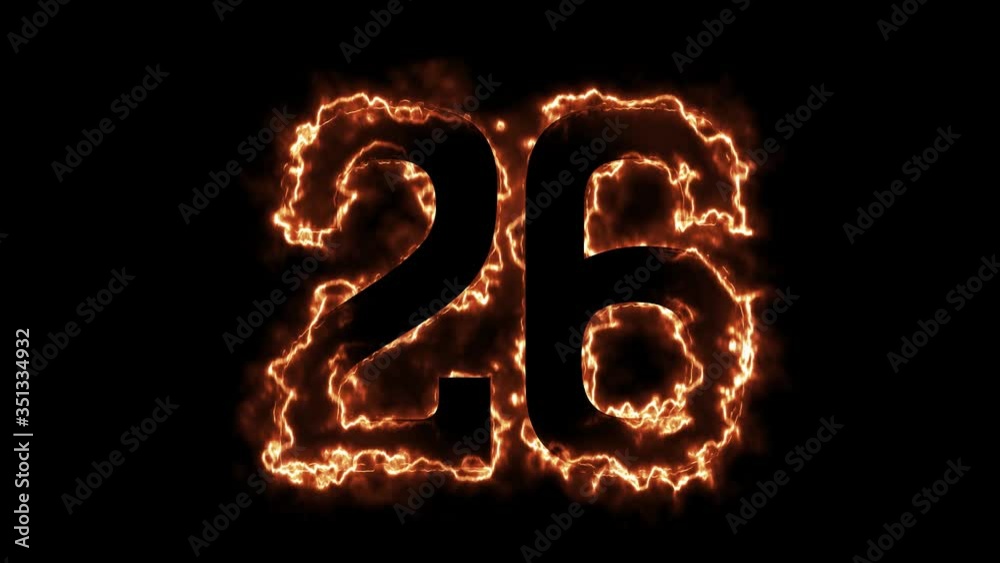 Energy Fiery Number 26 Animation. Fiery style. 4k. Energy Fiery Number 26 Animation. Fiery style. 4k.