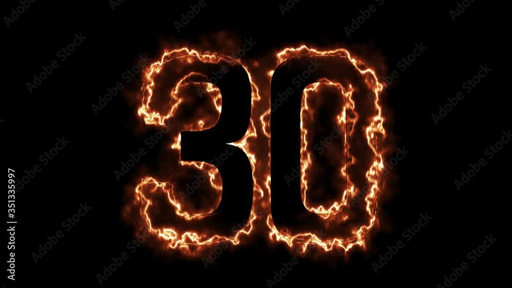 Energy Fiery Number 30 Animation. Fiery style. 4k. Energy Fiery Number 30 Animation. Fiery style. 4k.