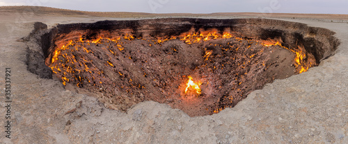 Darvaza (Derweze) gas crater (called also The Door to Hell) in Turkmenistan