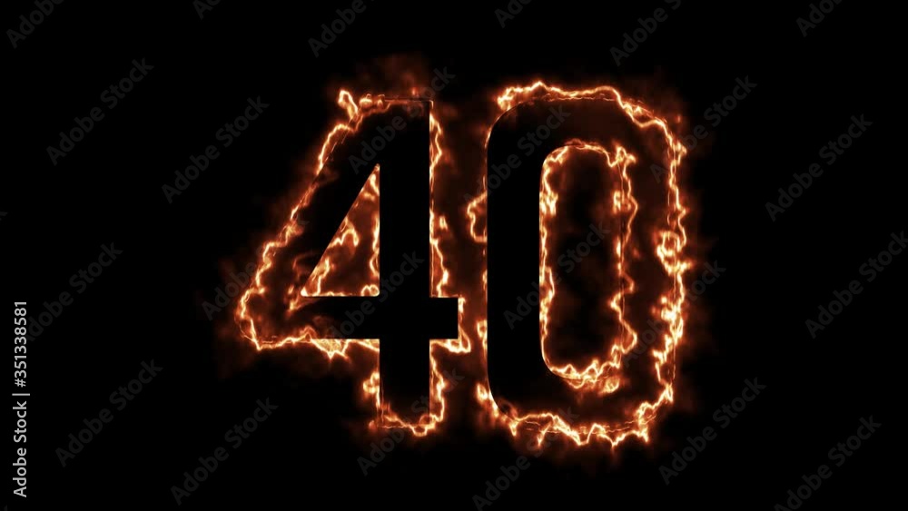 Energy Fiery Number 40 Animation. Fiery style. 4k. Energy Fiery Number 40 Animation. Fiery style. 4k.