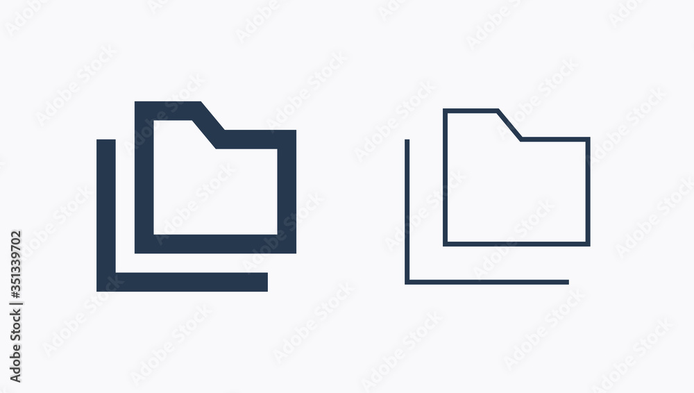 Folder line vector icon. Archive document vector symbol. Organize concept icons set for web design. Modern flat  office paper icon for app design. Portfolio binder minimal flat linear icons