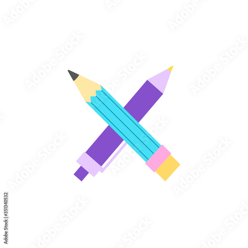 Crossed art tools. Logo for schools, studios, companies.
