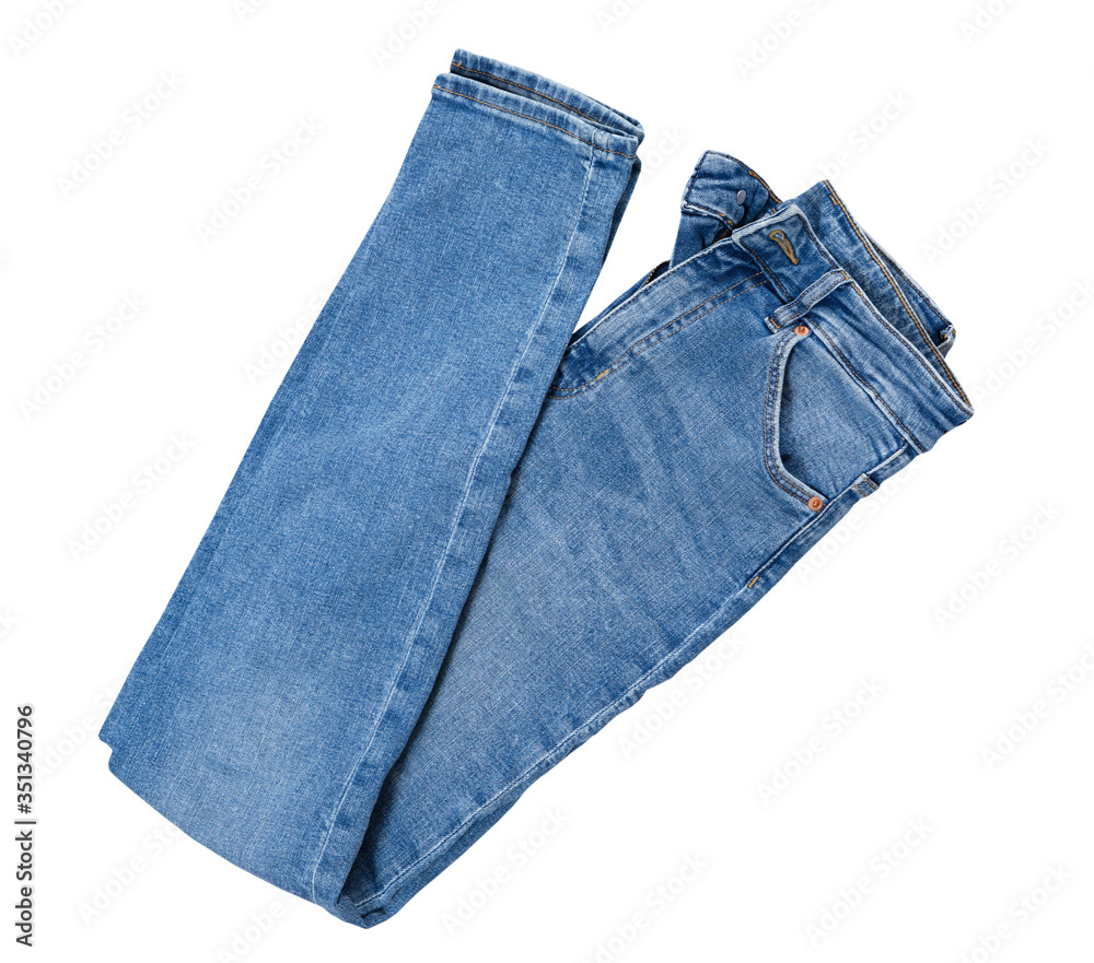 Jeans isolated on white, denim pants isolated, folded blue jeans isolated on white, summer clothes, cloth element mock up Jeans isolated on white, denim pants isolated, folded blue jeans isolated on white, summer clothes, cloth element mock up