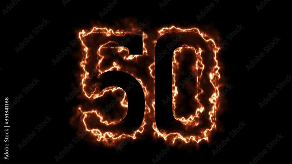 Energy Fiery Number 50 Animation. Fiery style. 4k. Energy Fiery Number 50 Animation. Fiery style. 4k.
