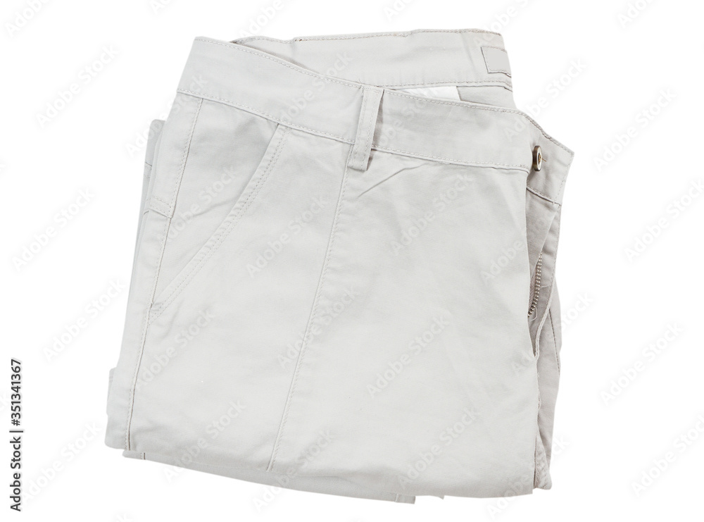 Cargo pants isolated on white, folded cargo pants over white background Cargo pants isolated on white, folded cargo pants over white background
