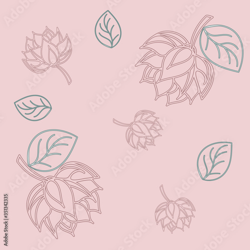 Lotus seamless pattern flower in vintage style. Vector vintage illustration. Soft and pastel color. Coral lotos lotus on color background.
