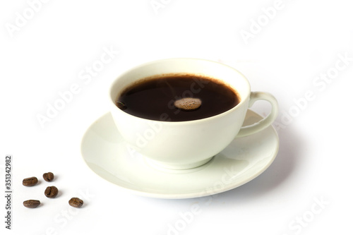 Fototapeta Naklejka Na Ścianę i Meble -  
black coffee with coffee beans on a white background