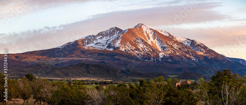 Beautiful view of mountain Sopris Aspen Glen Colorado photo