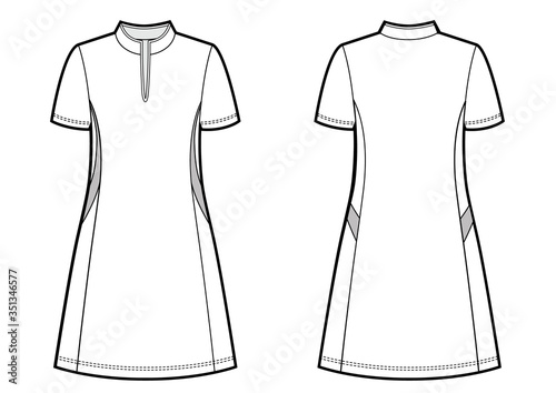 womans tennis dress black and white sketch